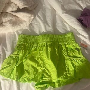 Neon yellow green free people movement get your flirt on shorts size small